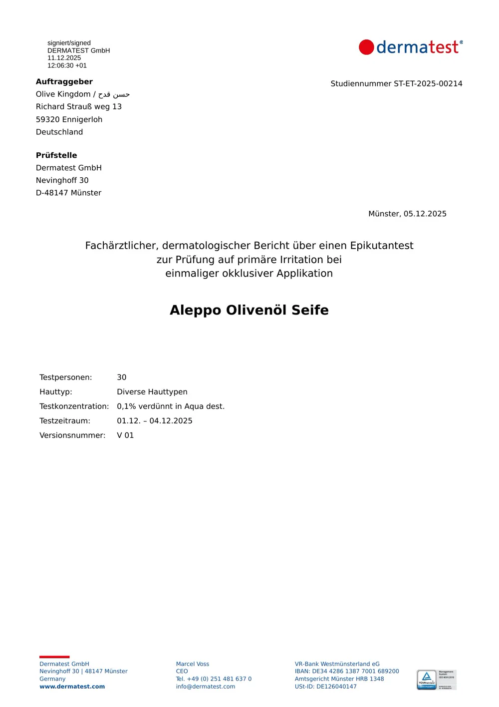 Dermatest report — German
